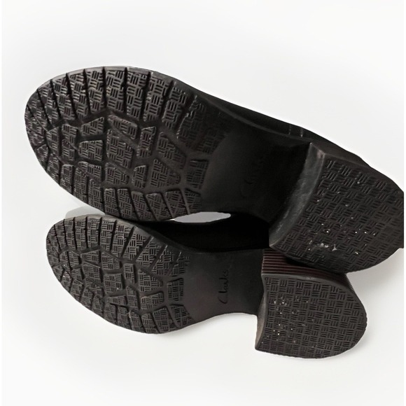 Clarks Black‎ Leather Chelsea Ankle Boots Block Heel Womens 5.5 M 261439404030 - Picture 5 of 6